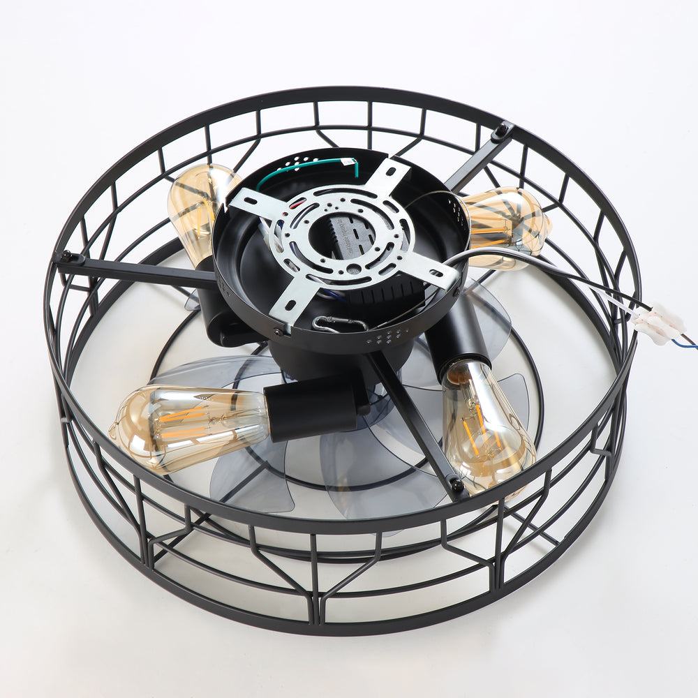 16.5-in Black Low Profile Enclosed Ceiling Fan with Remote and Light(7-Blade)