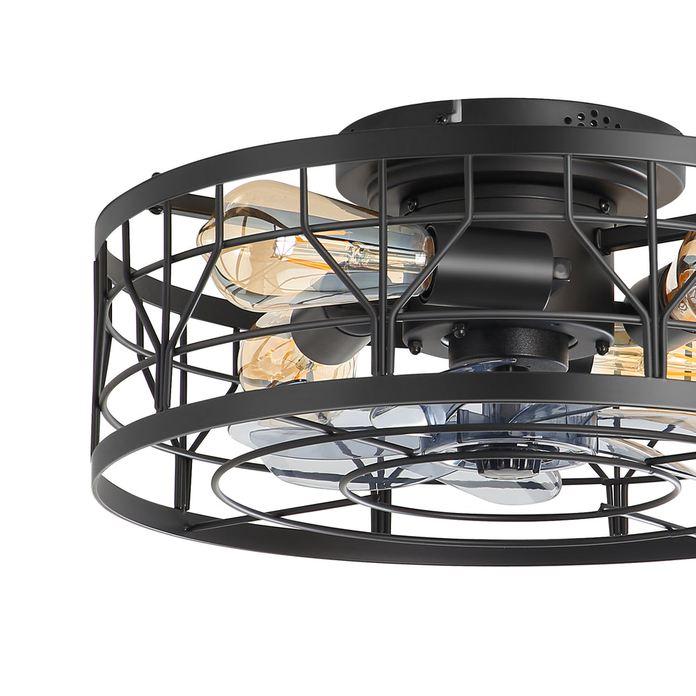 16.5-in Black Low Profile Enclosed Ceiling Fan with Remote and Light(7-Blade)