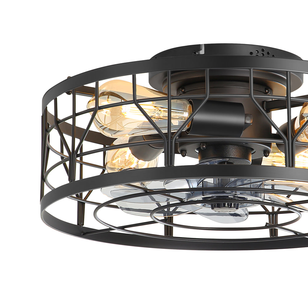 16.5-in Black Low Profile Enclosed Ceiling Fan with Remote and Light(7-Blade)