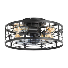 16.5in Black Low Profile Enclosed Ceiling Fan with Remote and Light(7-Blade)