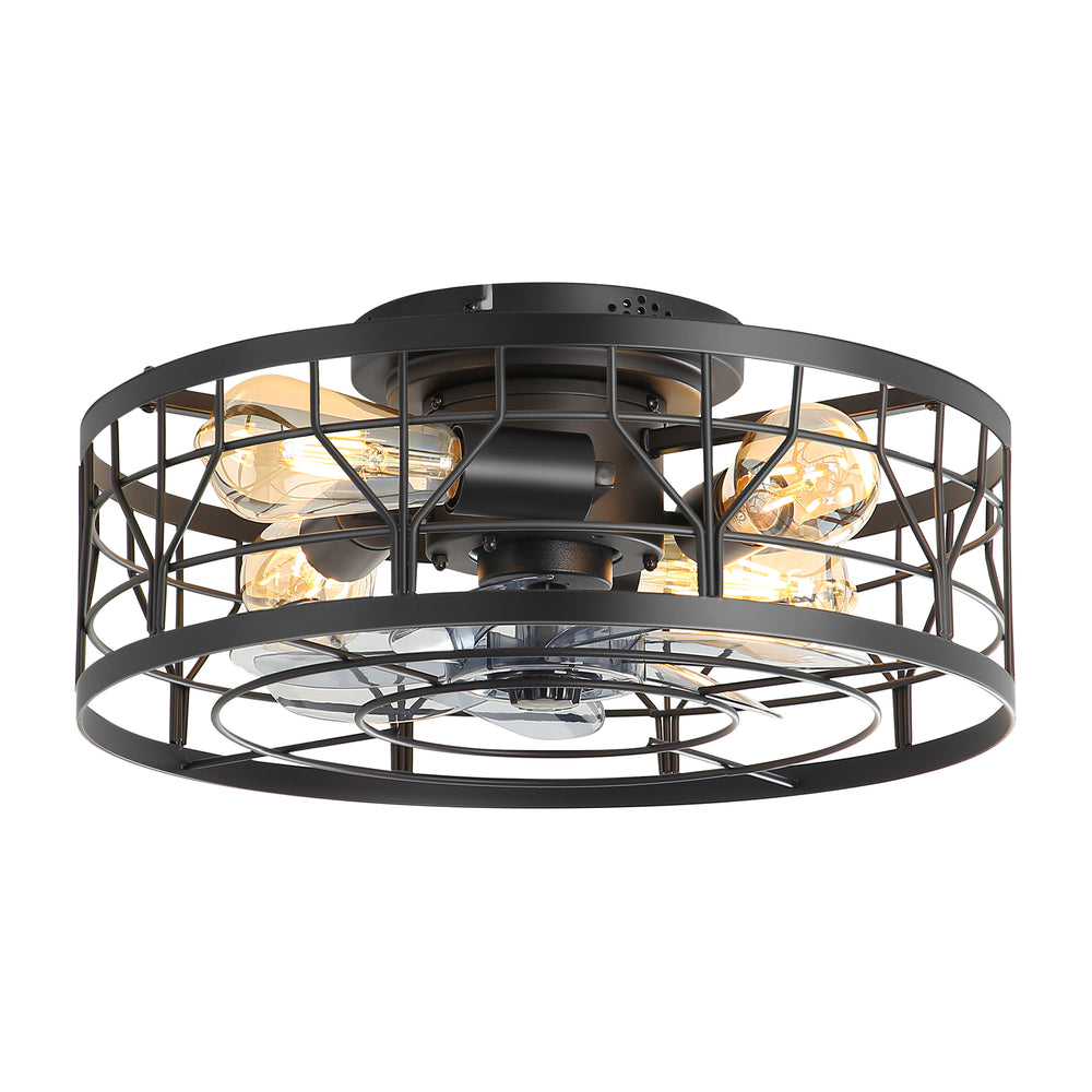 16.5-in Black Low Profile Enclosed Ceiling Fan with Remote and Light(7-Blade)