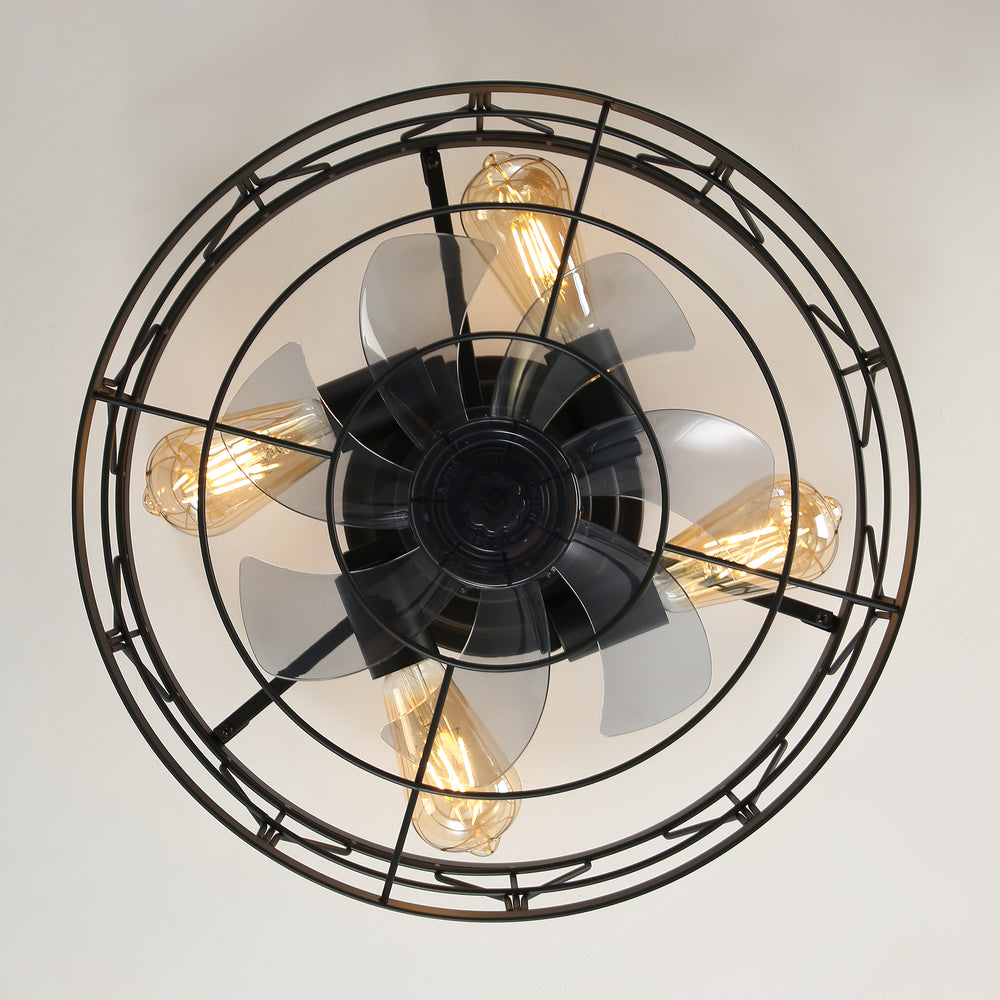 16.5-in Black Low Profile Enclosed Ceiling Fan with Remote and Light(7-Blade)