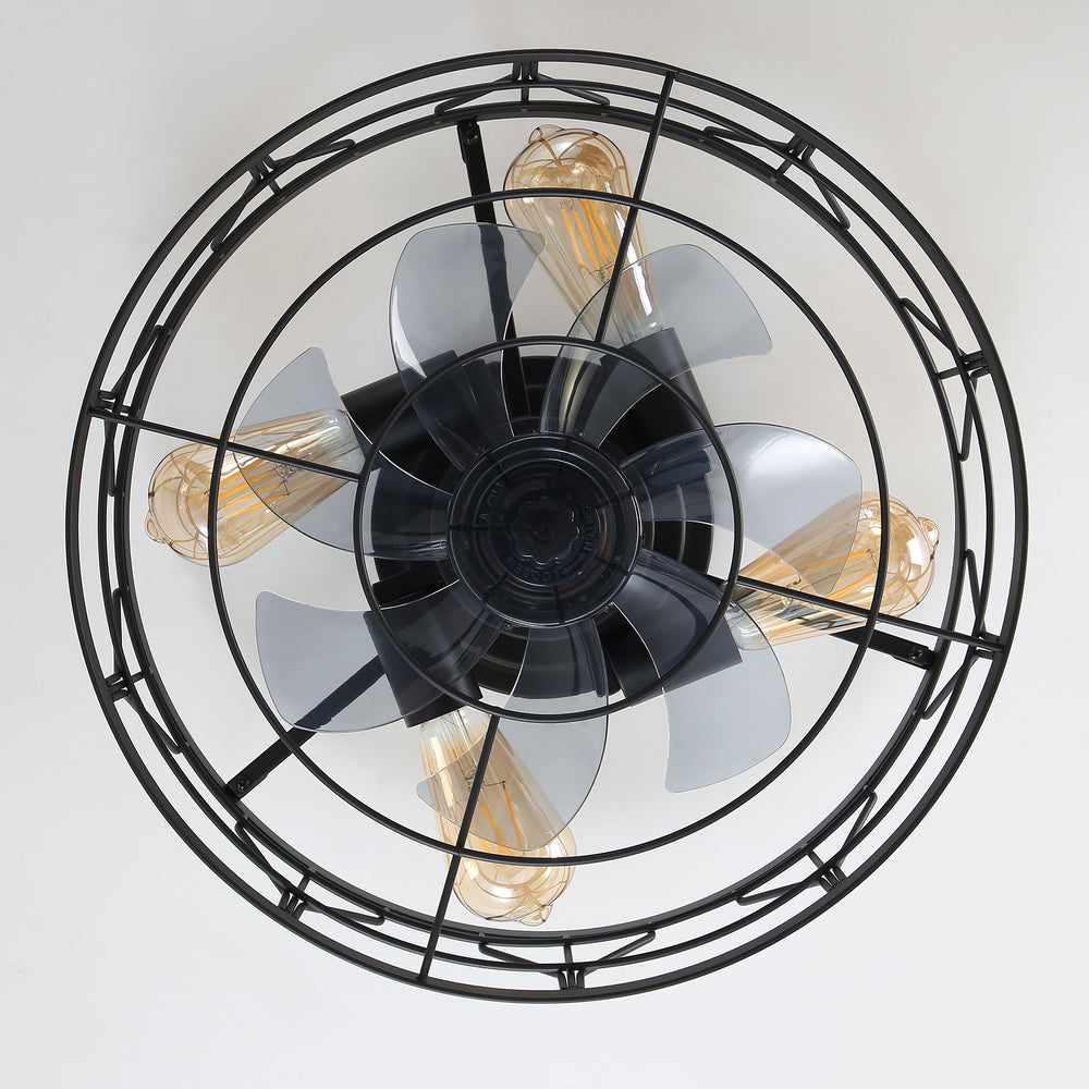 16.5-in Black Low Profile Enclosed Ceiling Fan with Remote and Light(7-Blade)