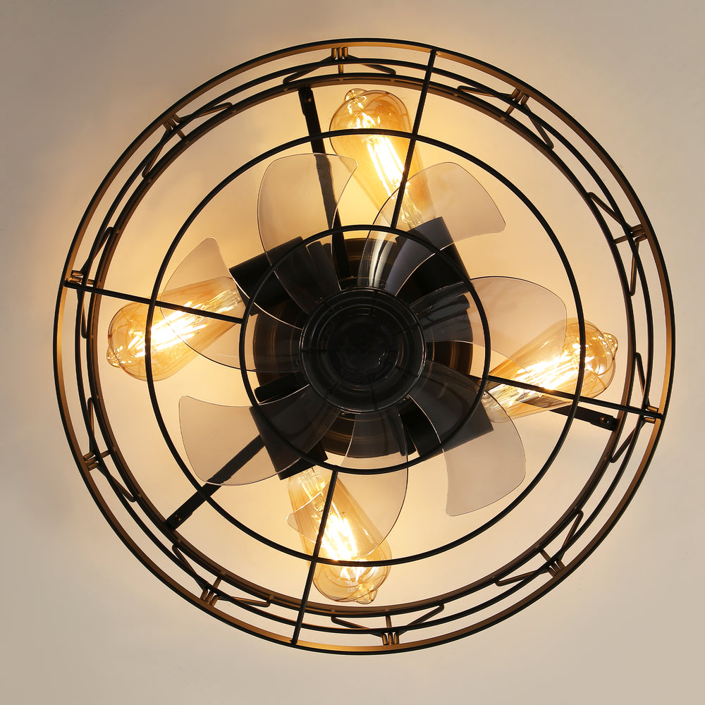 16.5-in Black Low Profile Enclosed Ceiling Fan with Remote and Light(7-Blade)