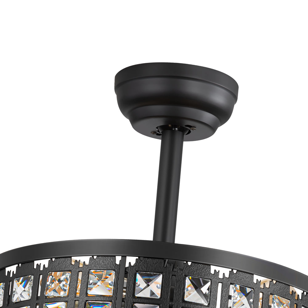 16.5" Caged Ceiling Fans with Lights, Farmhouse Outdoor Ceiling Fan with Remote Control, Small Low Profile Fandelier Chandelier Fan for Bedroom, Kitchen, Living Room