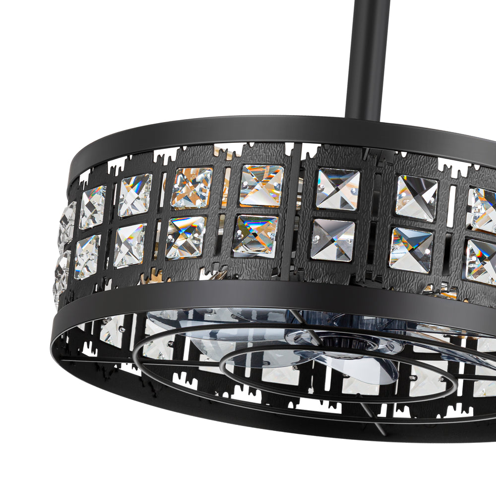 16.5" Caged Ceiling Fans with Lights, Farmhouse Outdoor Ceiling Fan with Remote Control, Small Low Profile Fandelier Chandelier Fan for Bedroom, Kitchen, Living Room