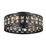 Auvara 16.5-Inch Small Caged Flush Mount Ceiling Fan With Light