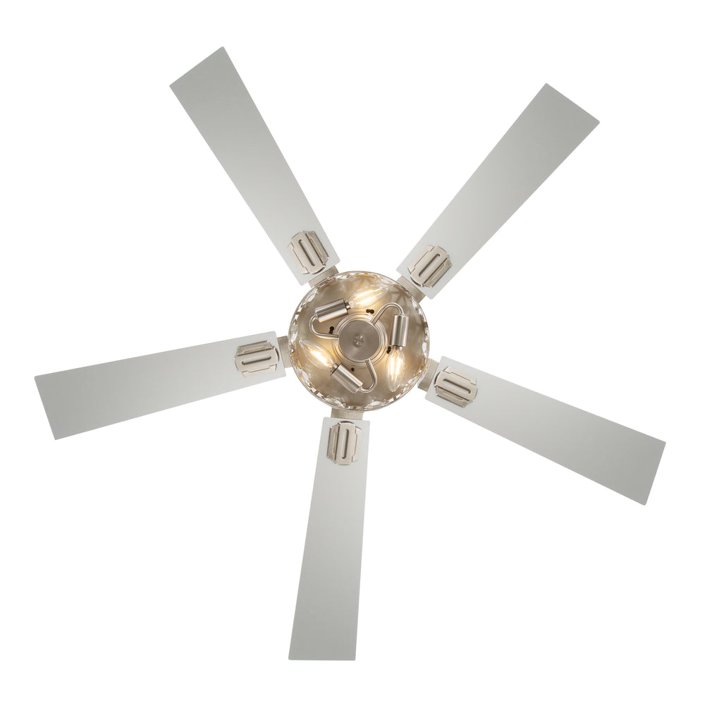 48-inch Wood 5-Blade Crystal Fandelier Ceiling Fan with Remote and Light,4in and 8in Downrods Included
