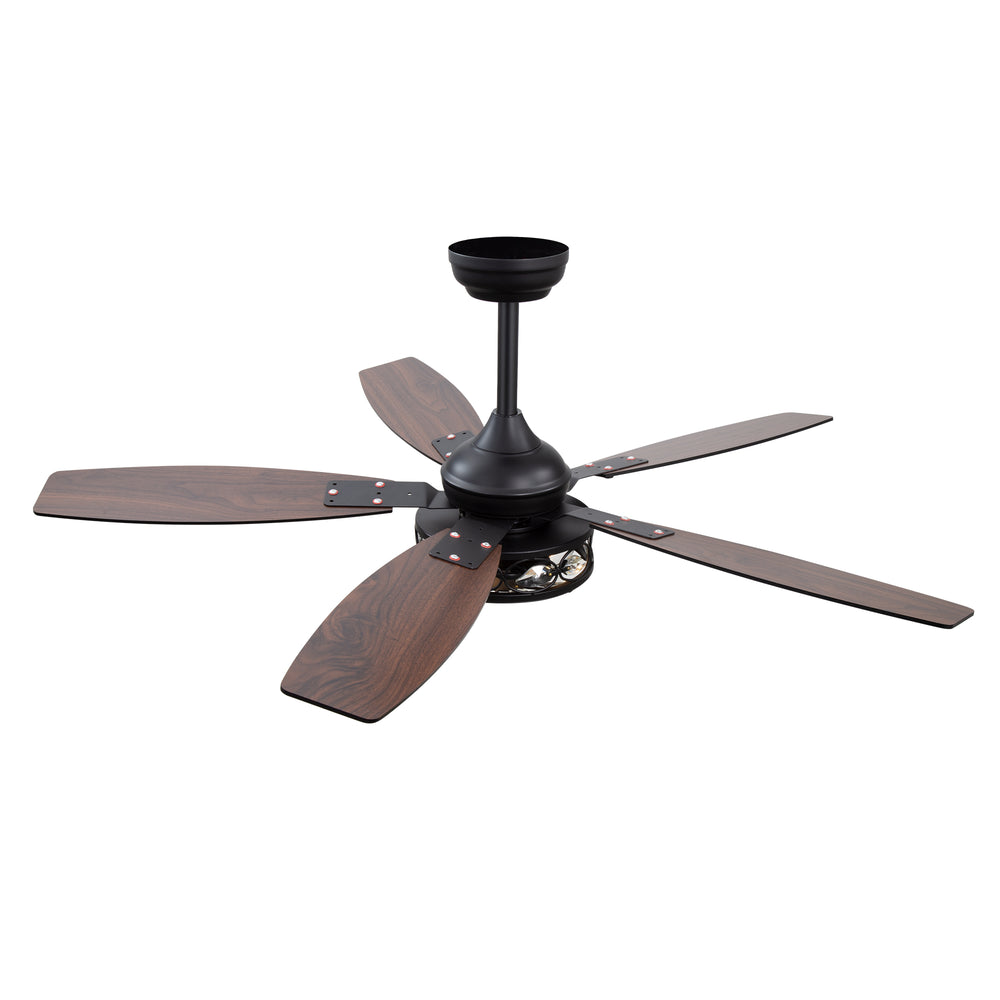 48-inch Wood 5-Blade Crystal Fandelier Ceiling Fan with Remote and Light,4in and 8in Downrods Included