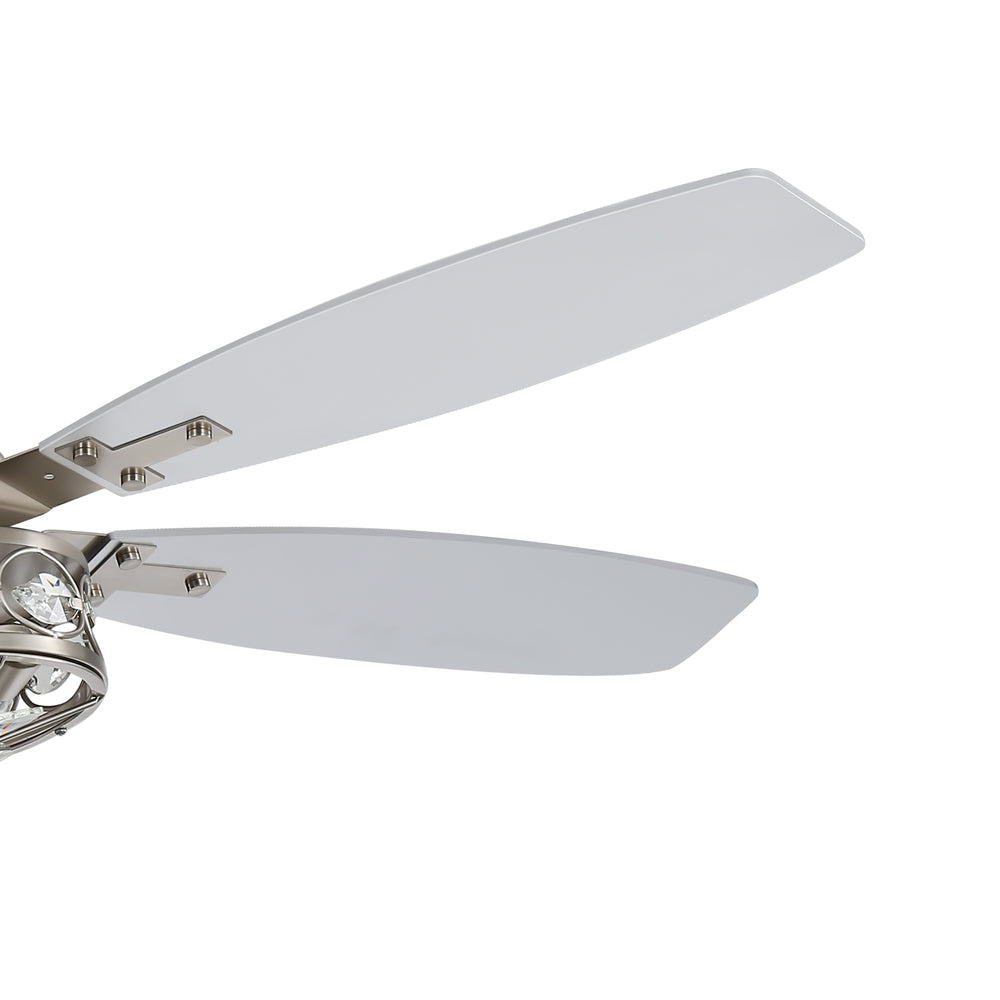 48-inch Wood 5-Blade Crystal Fandelier Ceiling Fan with Remote and Light,4in and 8in Downrods Included