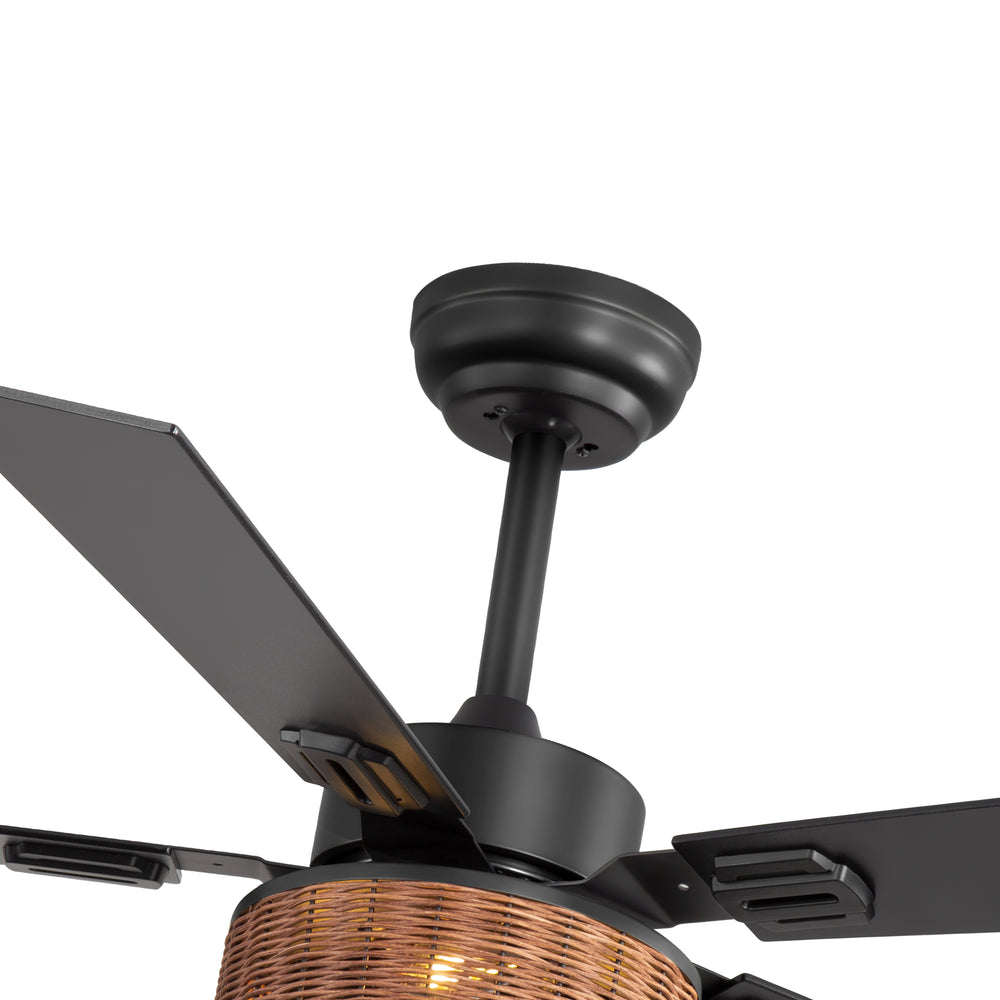 48-in Wood Reversible 5-Blade Ceiling Fan with Light and Remote,4in and 8in Downrods Included
