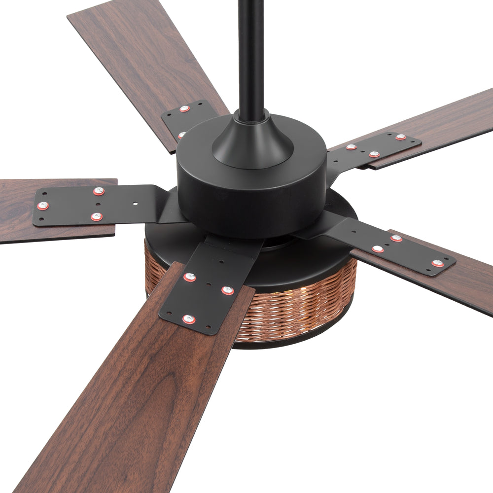 48-in Wood Reversible 5-Blade Ceiling Fan with Light and Remote,4in and 8in Downrods Included