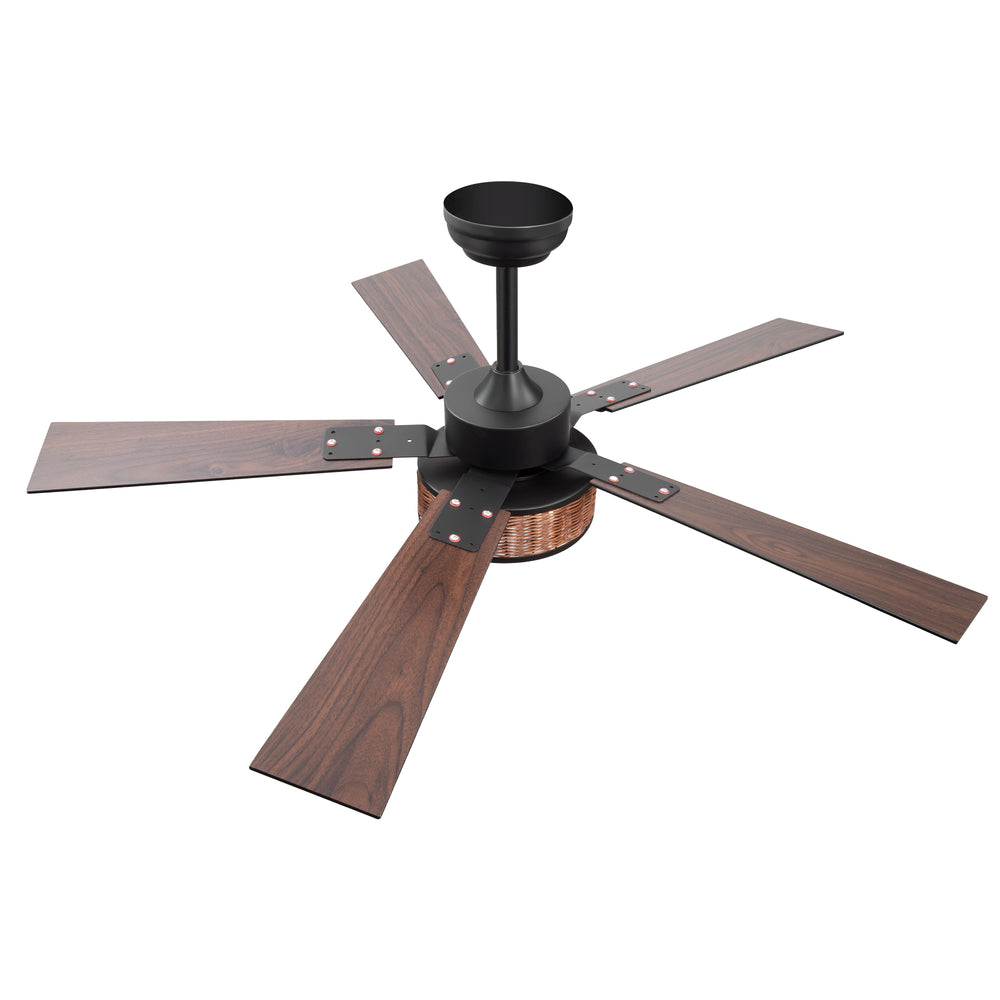 48-in Wood Reversible 5-Blade Ceiling Fan with Light and Remote,4in and 8in Downrods Included