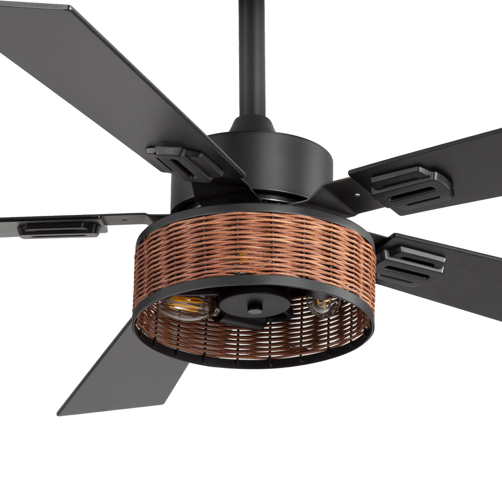 48-in Wood Reversible 5-Blade Ceiling Fan with Light and Remote,4in and 8in Downrods Included