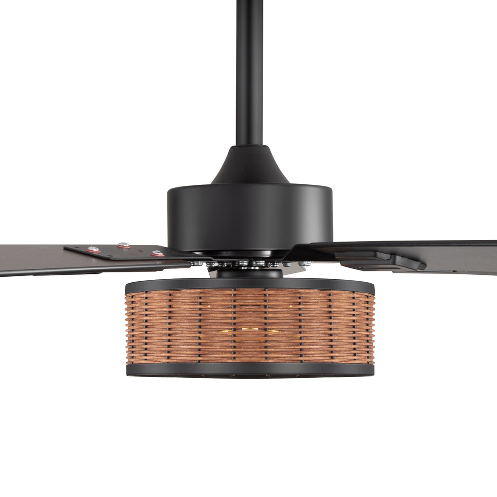 48-in Wood Reversible 5-Blade Ceiling Fan with Light and Remote,4in and 8in Downrods Included