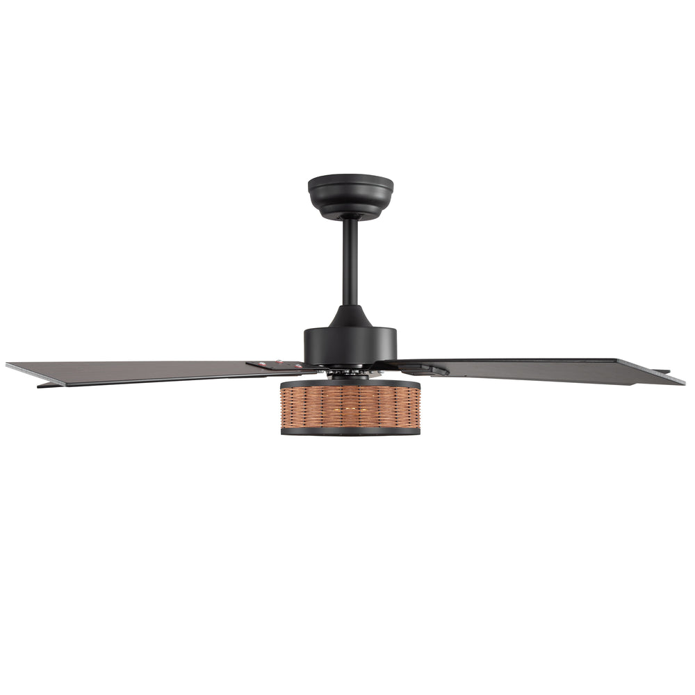 48-in Wood Reversible 5-Blade Ceiling Fan with Light and Remote,4in and 8in Downrods Included