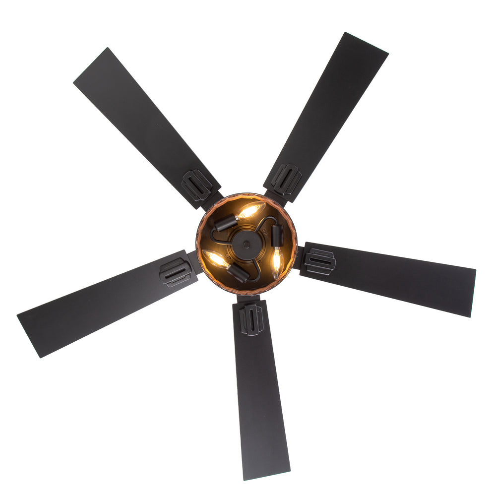 48-in Wood Reversible 5-Blade Ceiling Fan with Light and Remote,4in and 8in Downrods Included