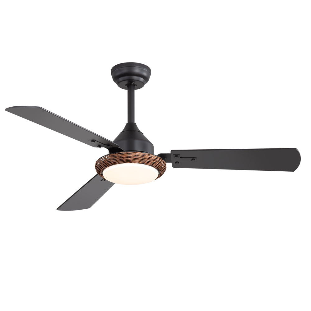 48-in  Reversible 3-Blade Ceiling Fan with Intergrated LED Light and Remote，4in and 8in Downrod Included