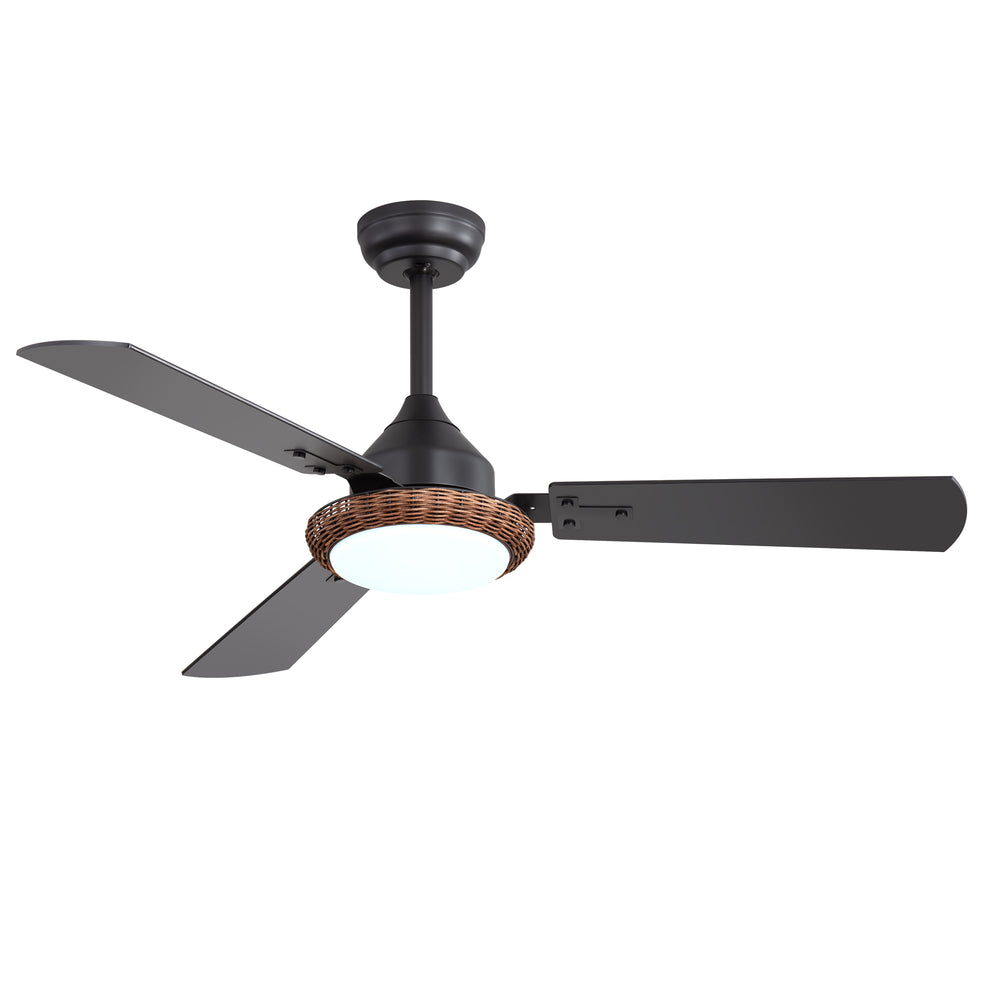 48-in  Reversible 3-Blade Ceiling Fan with Intergrated LED Light and Remote，4in and 8in Downrod Included