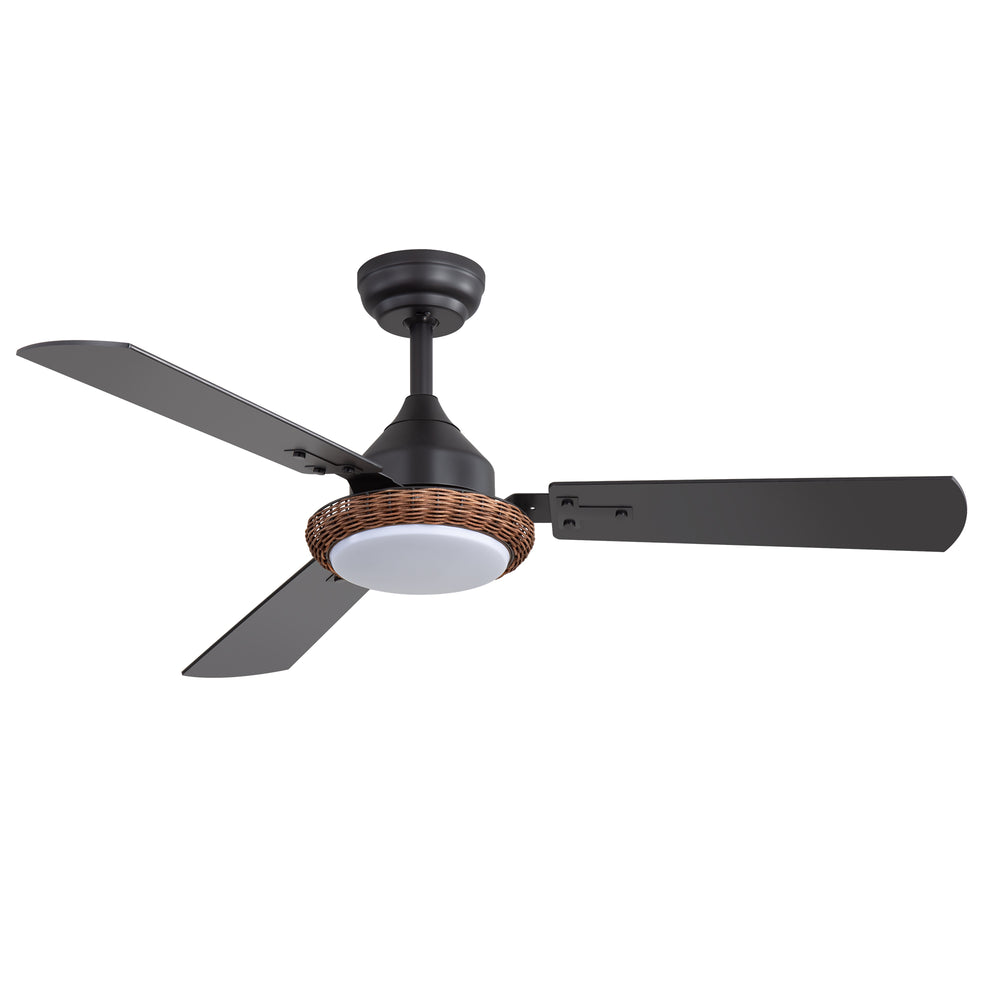 48-in  Reversible 3-Blade Ceiling Fan with Intergrated LED Light and Remote，4in and 8in Downrod Included