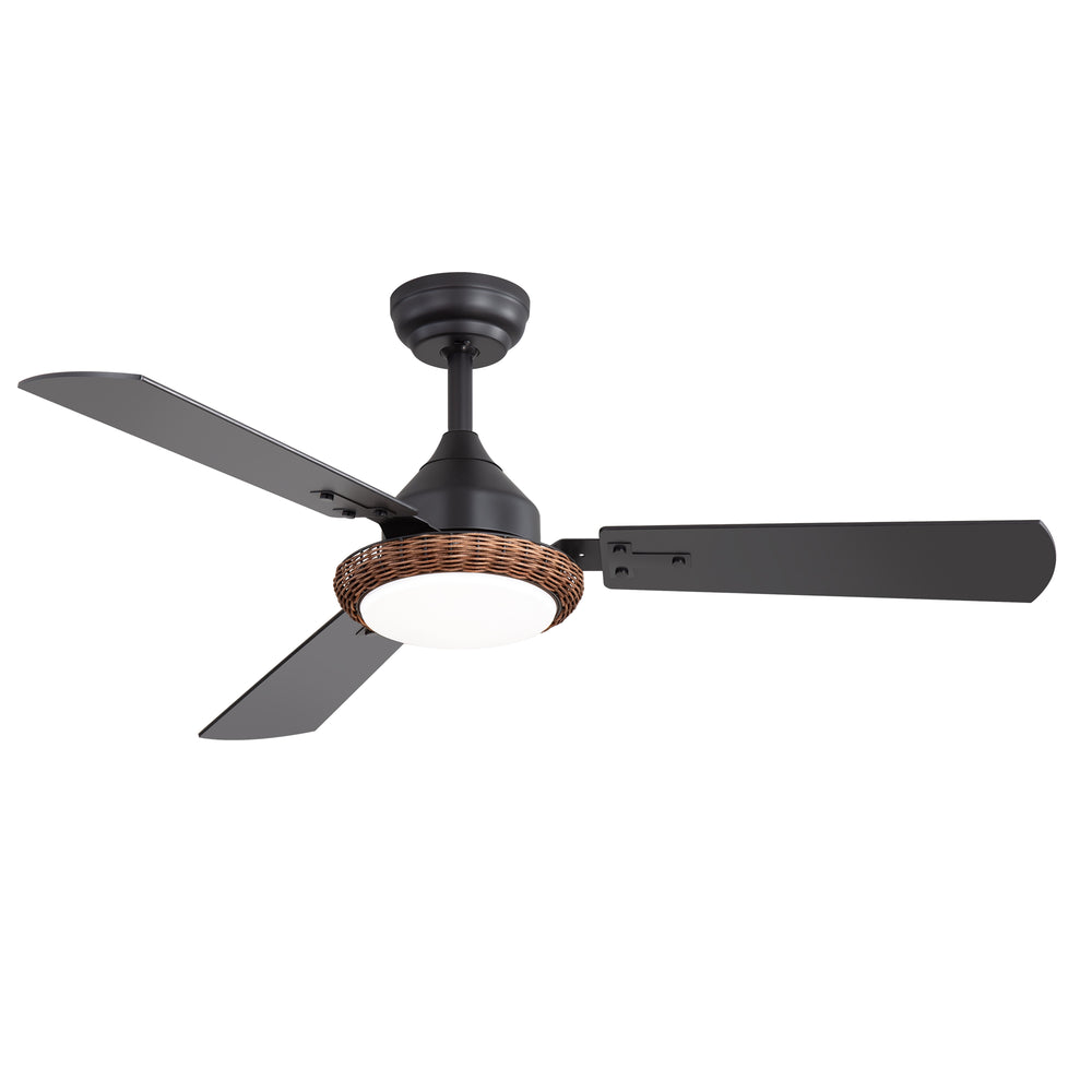 48-in  Reversible 3-Blade Ceiling Fan with Intergrated LED Light and Remote，4in and 8in Downrod Included