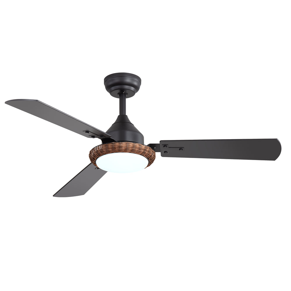 48-in  Reversible 3-Blade Ceiling Fan with Intergrated LED Light and Remote，4in and 8in Downrod Included