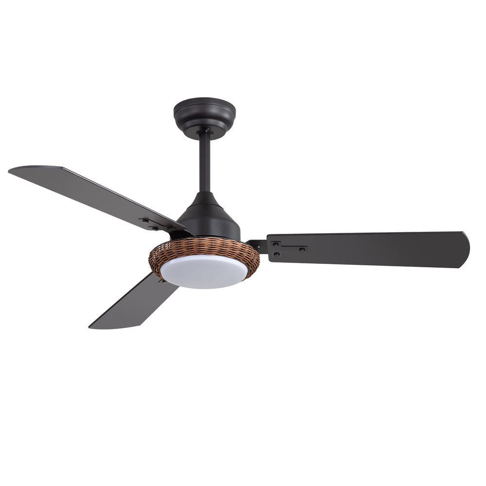 48-in  Reversible 3-Blade Ceiling Fan with Intergrated LED Light and Remote，4in and 8in Downrod Included