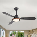 48-in  Reversible 3-Blade Ceiling Fan with Intergrated LED Light and Remote，4in and 8in Downrod Included