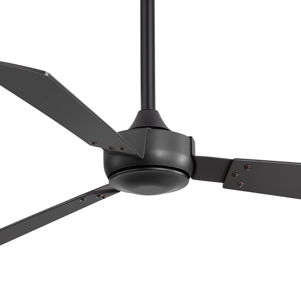 52-inch Industrial 3-Blade Wooden Ceiling Fan with Remote, No Light, Quiet DC 6-Speed Motor, Reversible Dual-Finish Blades (Black/Walnut Wood Grain), Includes 4" & 8" Downrods, for Bedroom Living Room