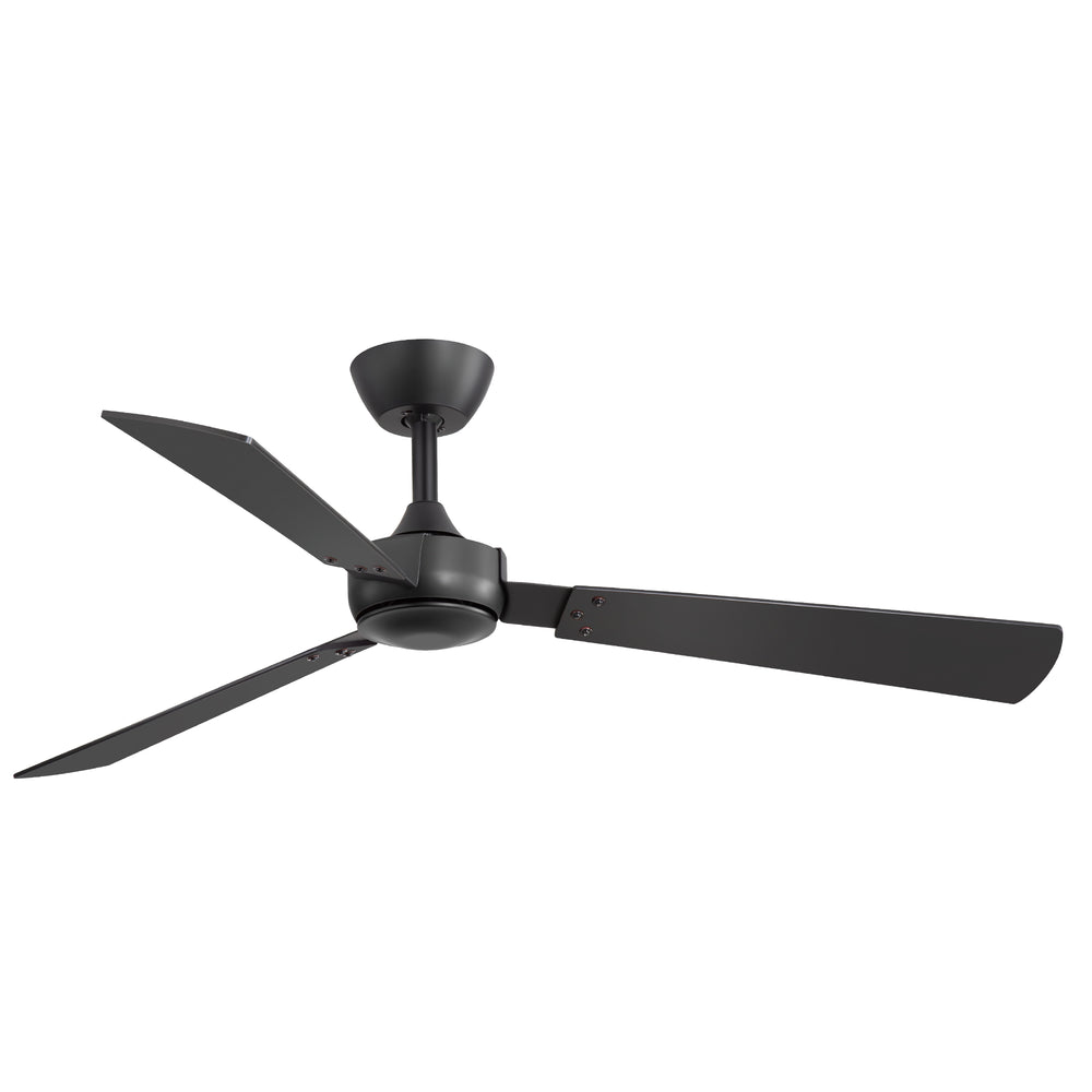 52-inch Industrial 3-Blade Wooden Ceiling Fan with Remote, No Light, Quiet DC 6-Speed Motor, Reversible Dual-Finish Blades (Black/Walnut Wood Grain), Includes 4" & 8" Downrods, for Bedroom Living Room