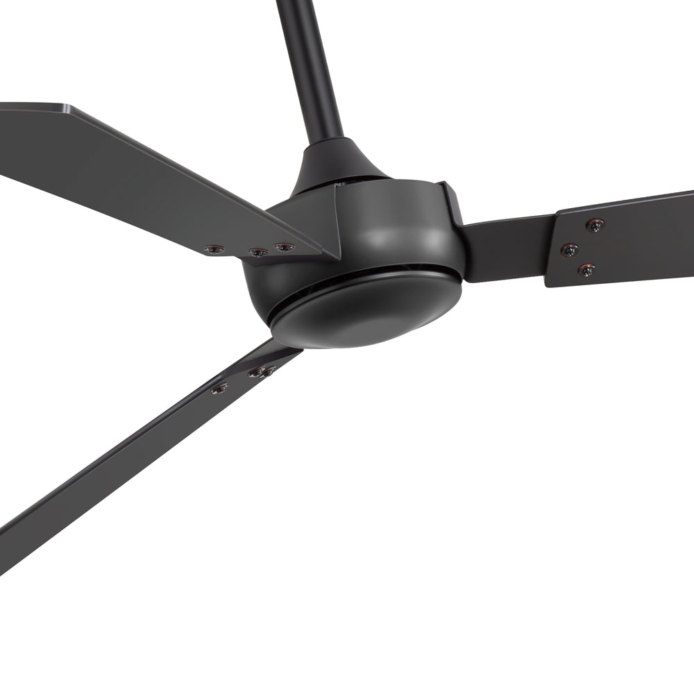 52-inch Industrial 3-Blade Wooden Ceiling Fan with Remote, No Light, Quiet DC 6-Speed Motor, Reversible Dual-Finish Blades (Black/Walnut Wood Grain), Includes 4" & 8" Downrods, for Bedroom Living Room