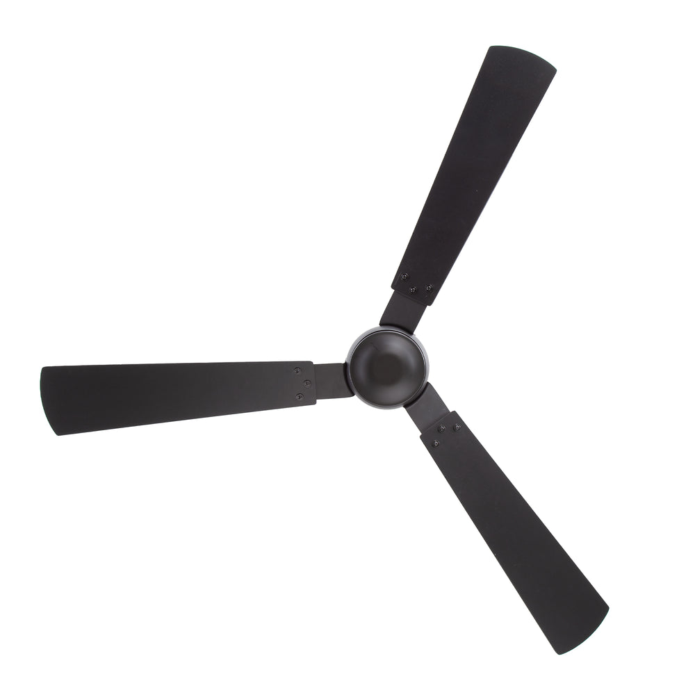52-inch Industrial 3-Blade Wooden Ceiling Fan with Remote, No Light, Quiet DC 6-Speed Motor, Reversible Dual-Finish Blades (Black/Walnut Wood Grain), Includes 4" & 8" Downrods, for Bedroom Living Room