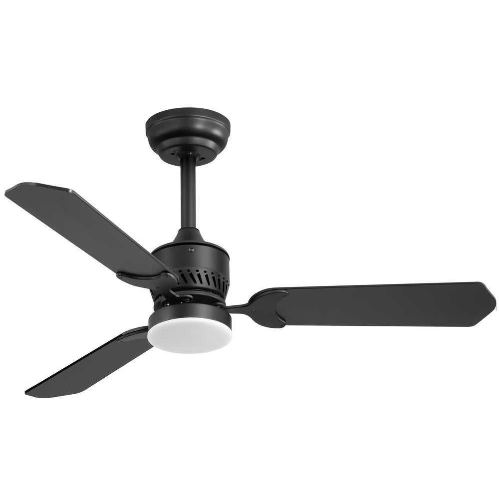 1/2PCS 42-in Reversible 3-Blade Integrated Ceiling Fan with LED Light and Remote,4in and 8in Downrod Included