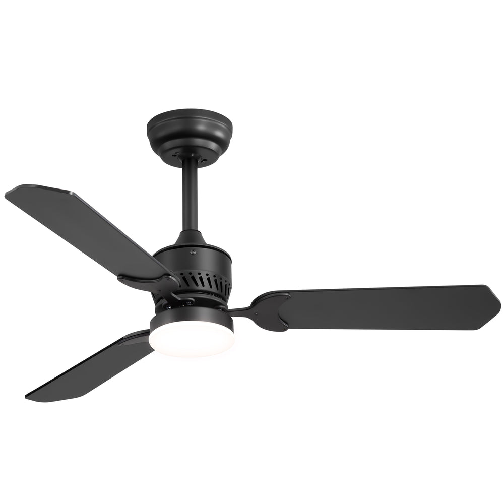 1/2PCS 42-in Reversible 3-Blade Integrated Ceiling Fan with LED Light and Remote,4in and 8in Downrod Included