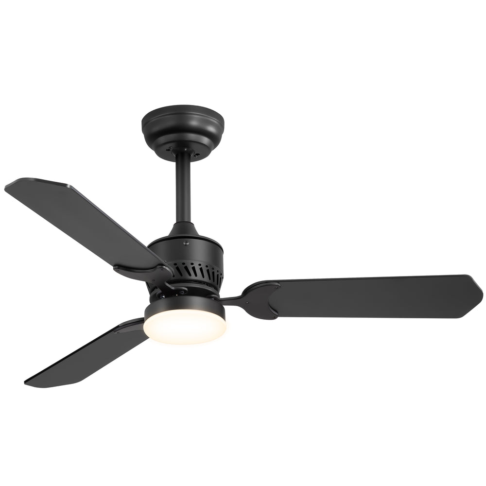 1/2PCS 42-in Reversible 3-Blade Integrated Ceiling Fan with LED Light and Remote,4in and 8in Downrod Included