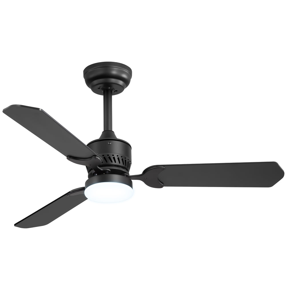 1/2PCS 42-in Reversible 3-Blade Integrated Ceiling Fan with LED Light and Remote,4in and 8in Downrod Included