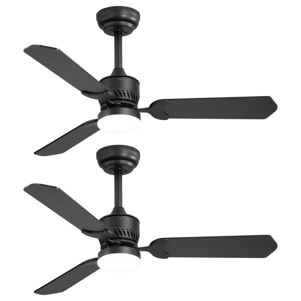 1/2PCS 42-in Reversible 3-Blade Integrated Ceiling Fan with LED Light and Remote,4in and 8in Downrod Included