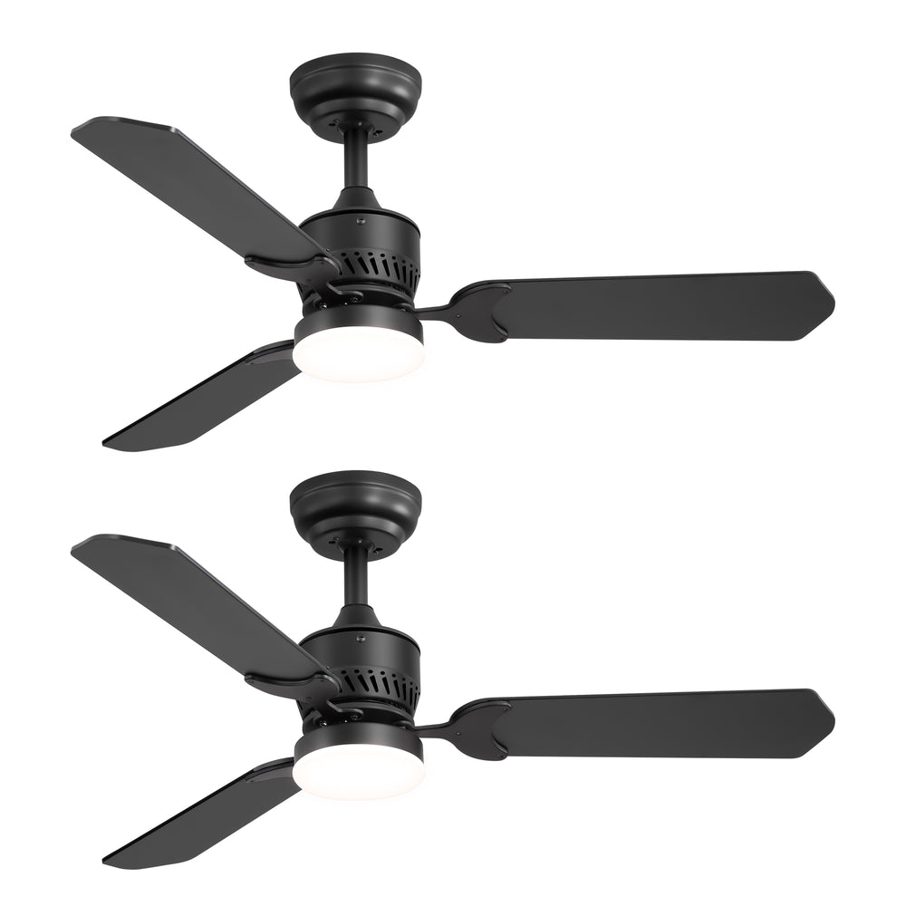 1/2PCS 42-in Reversible 3-Blade Integrated Ceiling Fan with LED Light and Remote,4in and 8in Downrod Included