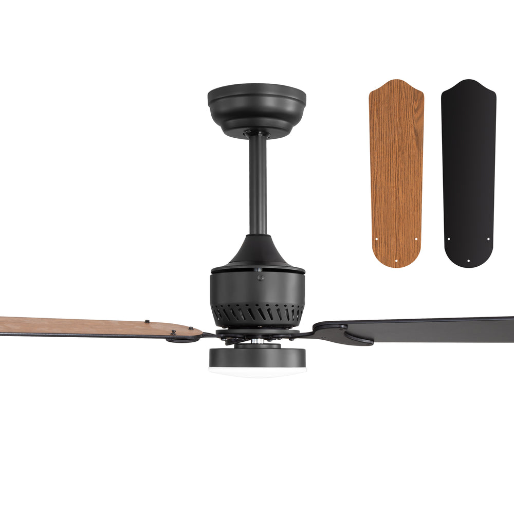 1/2PCS 42-in Reversible 3-Blade Integrated Ceiling Fan with LED Light and Remote,4in and 8in Downrod Included