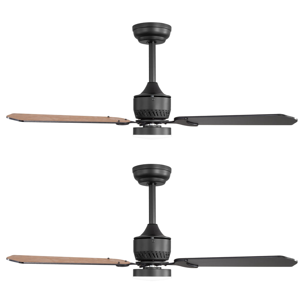 1/2PCS 42-in Reversible 3-Blade Integrated Ceiling Fan with LED Light and Remote,4in and 8in Downrod Included