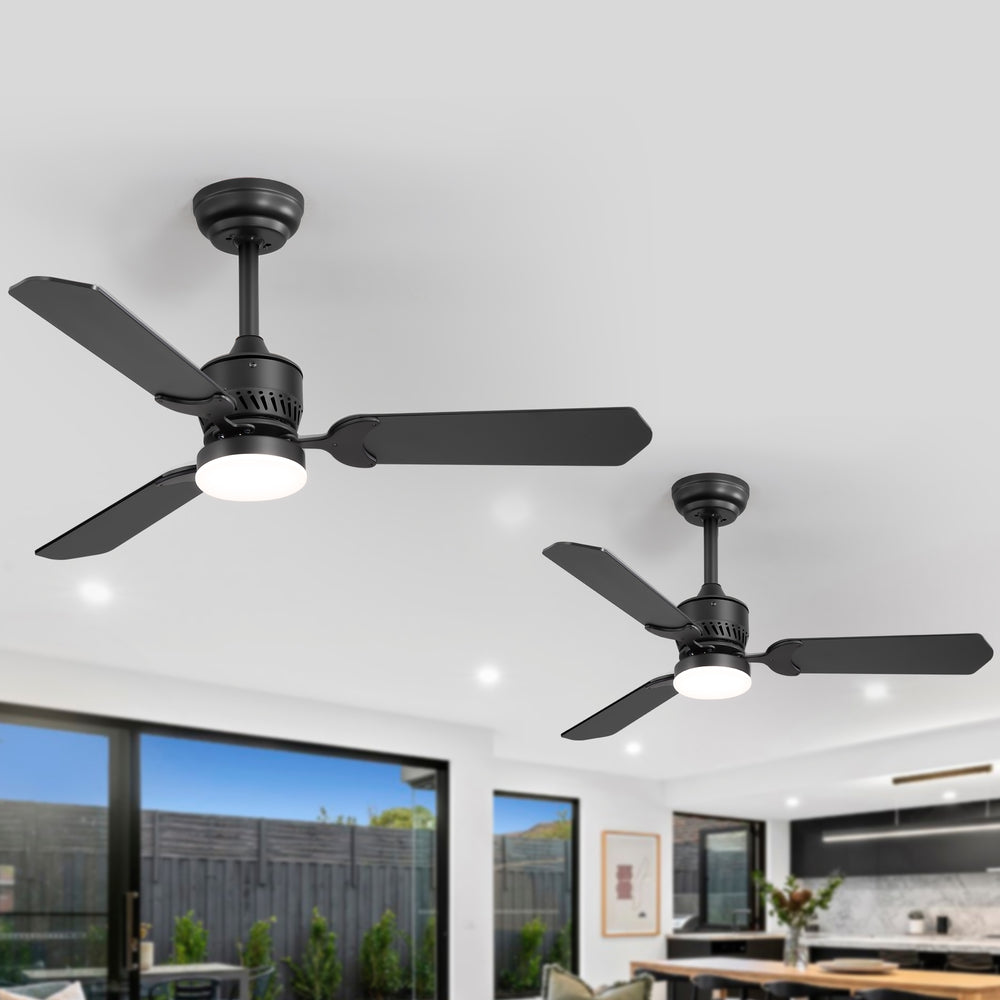 1/2PCS 42-in Reversible 3-Blade Integrated Ceiling Fan with LED Light and Remote,4in and 8in Downrod Included
