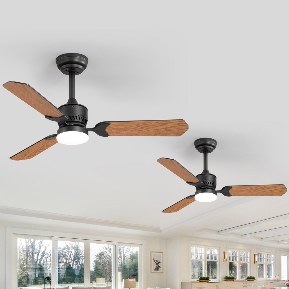 1/2PCS 42-in Reversible 3-Blade Integrated Ceiling Fan with LED Light and Remote,4in and 8in Downrod Included