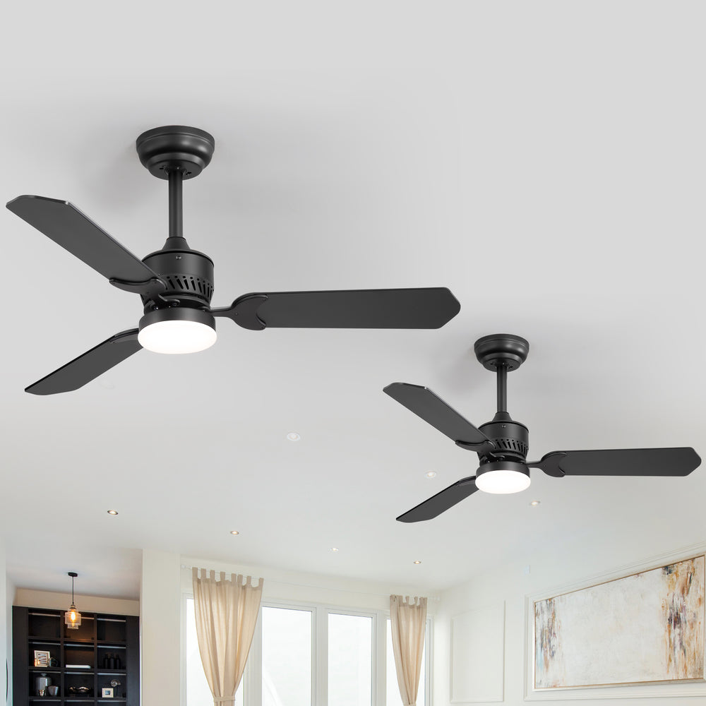 1/2PCS 42-in Reversible 3-Blade Integrated Ceiling Fan with LED Light and Remote,4in and 8in Downrod Included