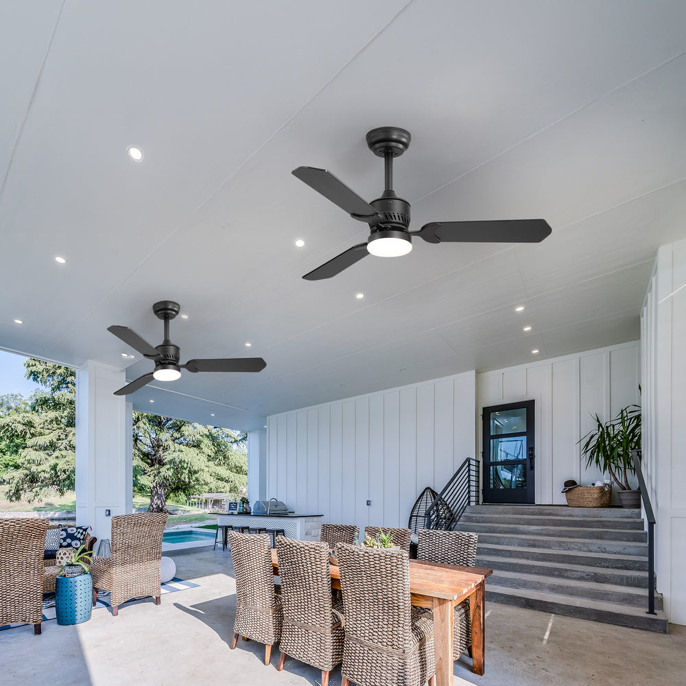 1/2PCS 42-in Reversible 3-Blade Integrated Ceiling Fan with LED Light and Remote,4in and 8in Downrod Included