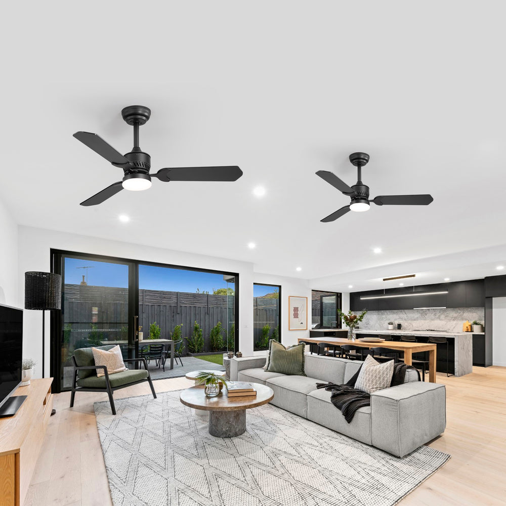 1/2PCS 42-in Reversible 3-Blade Integrated Ceiling Fan with LED Light and Remote,4in and 8in Downrod Included