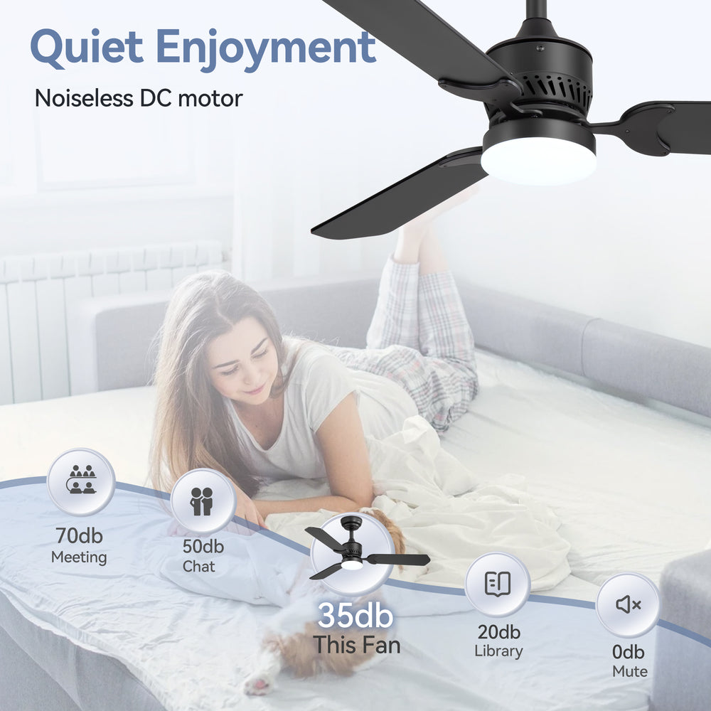 1/2PCS 42-in Reversible 3-Blade Integrated Ceiling Fan with LED Light and Remote,4in and 8in Downrod Included