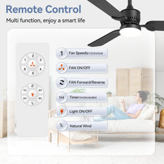 42in Reversible 3-Blade Integrated Ceiling Fan with LED Light and Remote,4in and 8in Downrod Included