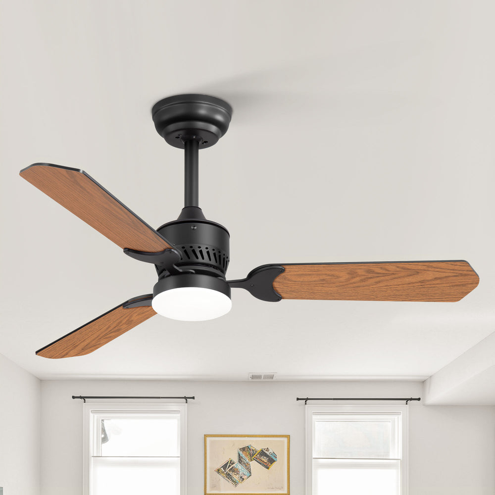 1/2PCS 42-in Reversible 3-Blade Integrated Ceiling Fan with LED Light and Remote,4in and 8in Downrod Included