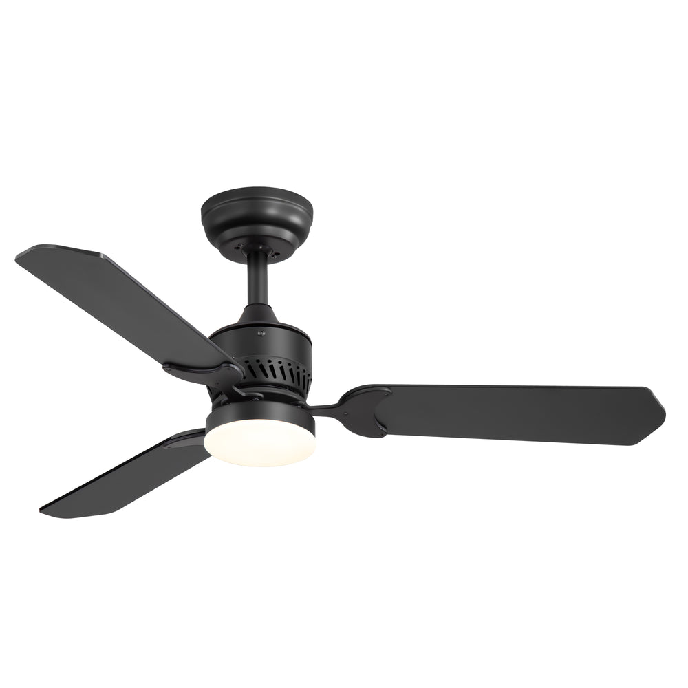 1/2PCS 42-in Reversible 3-Blade Integrated Ceiling Fan with LED Light and Remote,4in and 8in Downrod Included