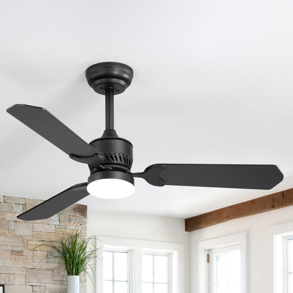 1/2PCS 42-in Reversible 3-Blade Integrated Ceiling Fan with LED Light and Remote,4in and 8in Downrod Included